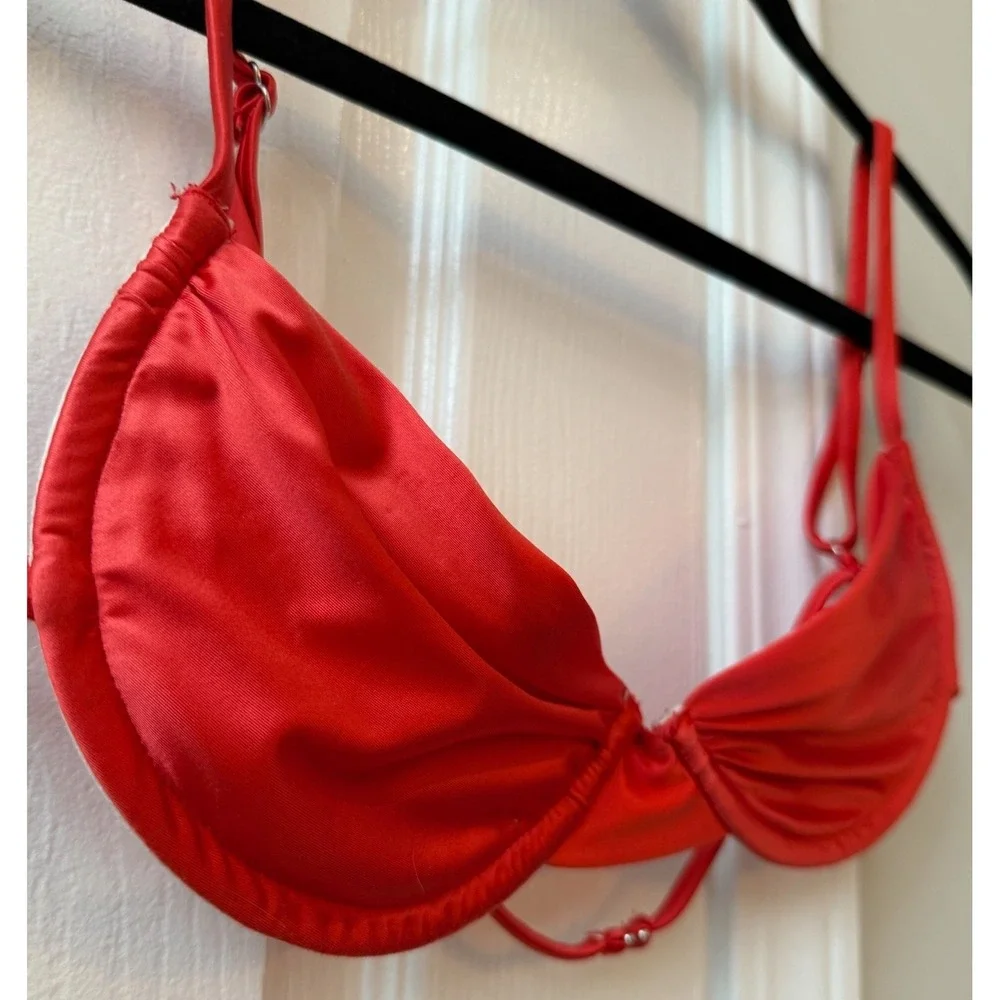 Frankies Bikinis Red Adjustable Spaghetti Strap Padded Bikini Top Womens M